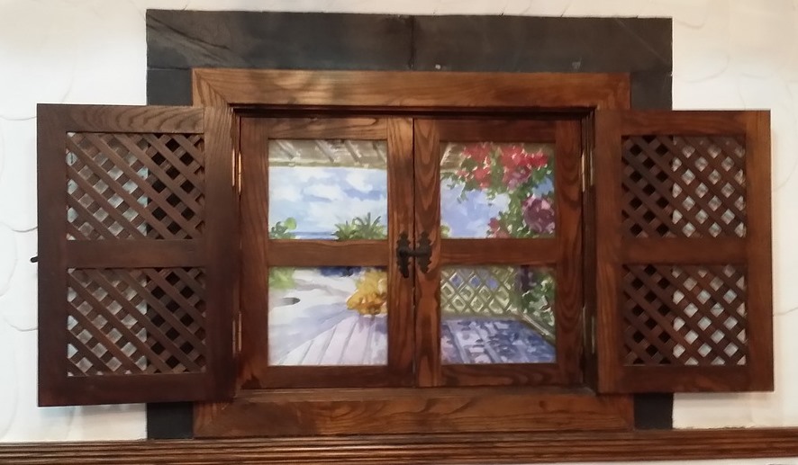 Brown wooden window